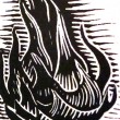 Dragonfruit woodcut by Jose Mejia Vides