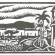 Village Square woodcut